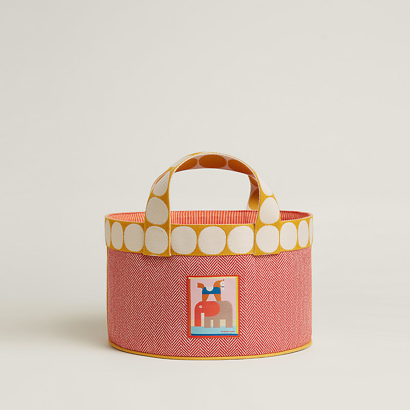 Animaux Blocks basket, small model - Brown | Hermès USA